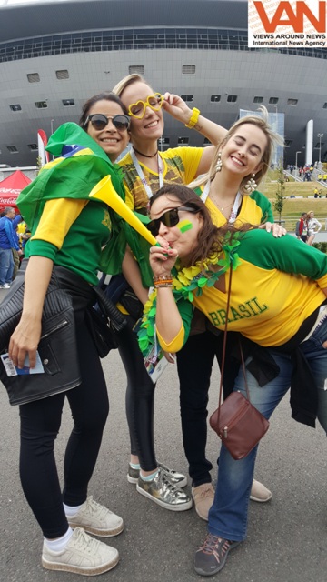 Brazilian fans at St Petersburg, Russia