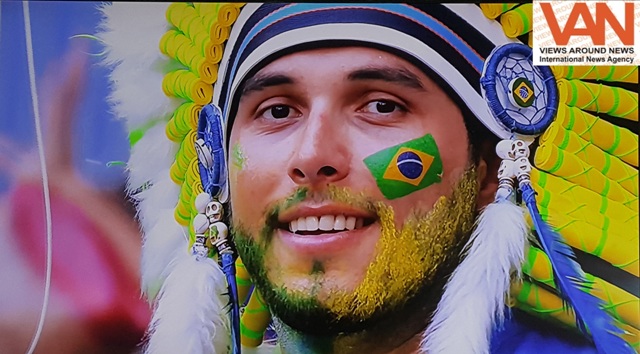 Fan of Brazilian football team during FIFA WC2018