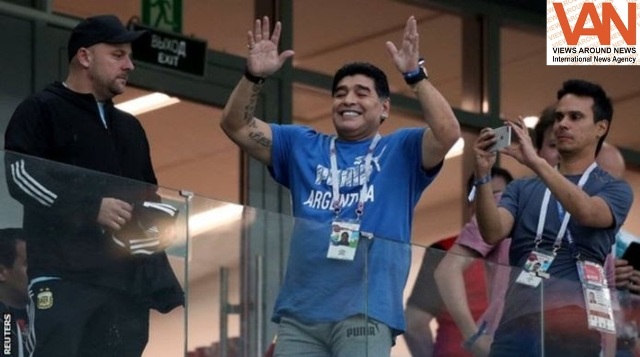 Maradona celebrates after Argentina's victory
