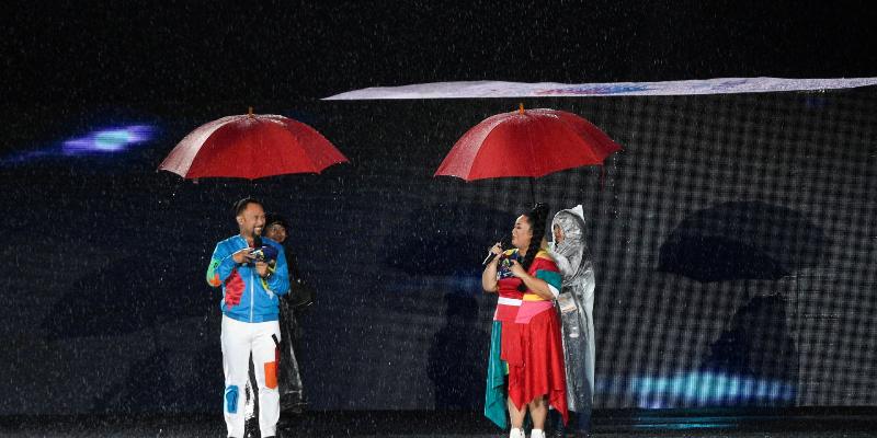 बारिश ने डाली एशियाई खेलों की क्लोज़िंग सेरेमनी में
