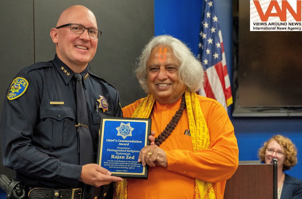 Religious Statesman Rajan Zed honored by Reno police & diverse religious leaders for peace-building