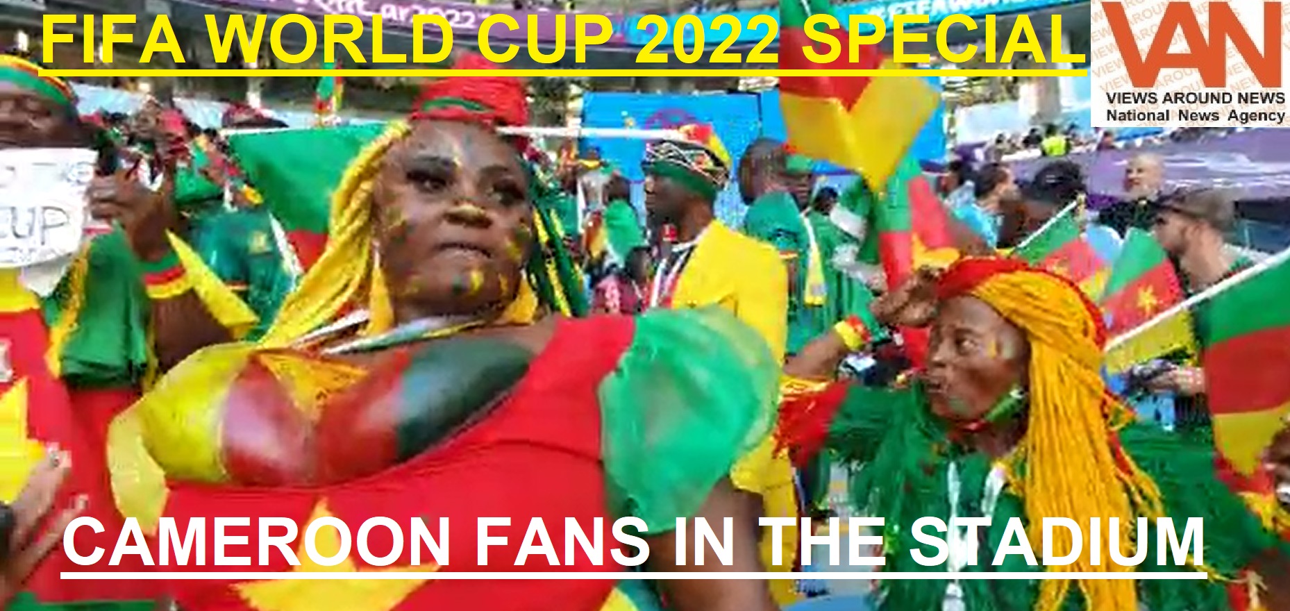 Cameroon Fans were excited in stands during FIFA W