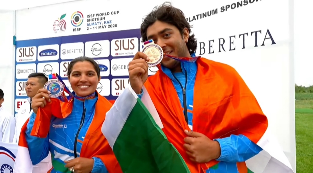 Neeru and Vivaan win trap mixed team bronze