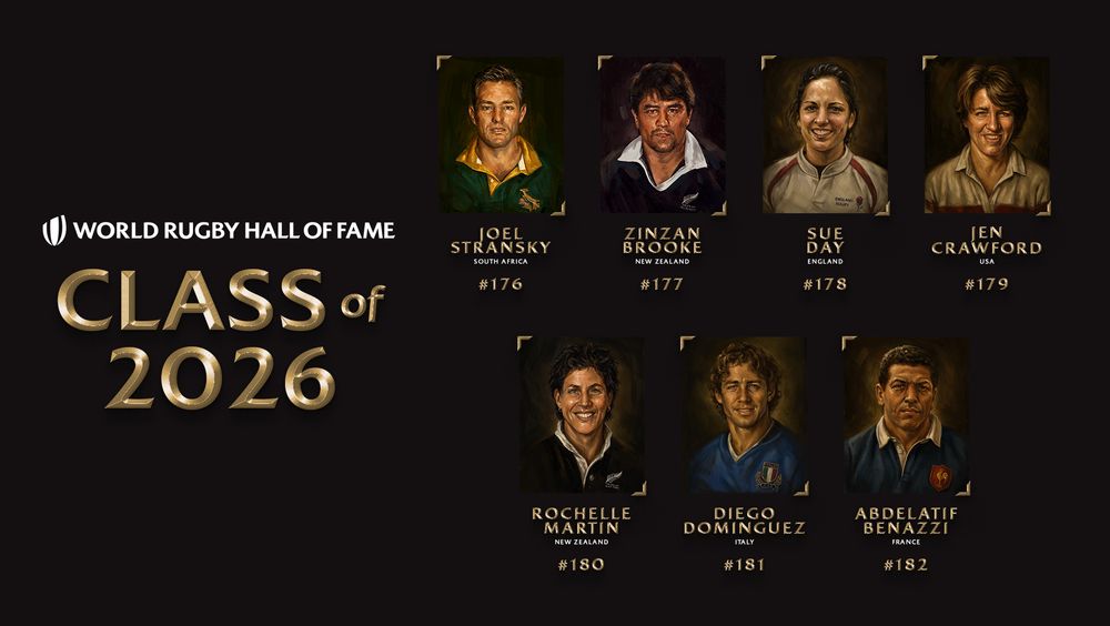 Five more rugby greats complete prestigious World Rugby Hall of Fame class of 2026