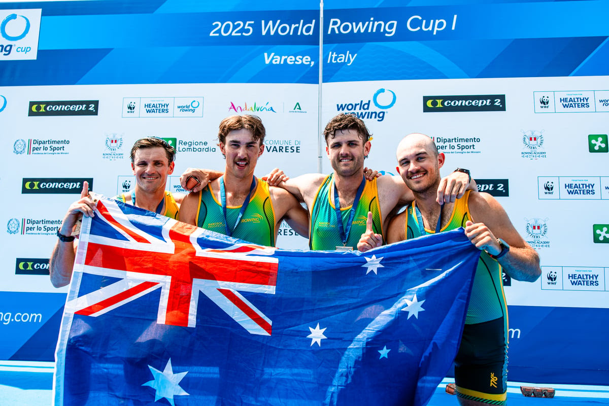 Australia claims five medals at World Rowing Cup in Varese and senior debutants impress
