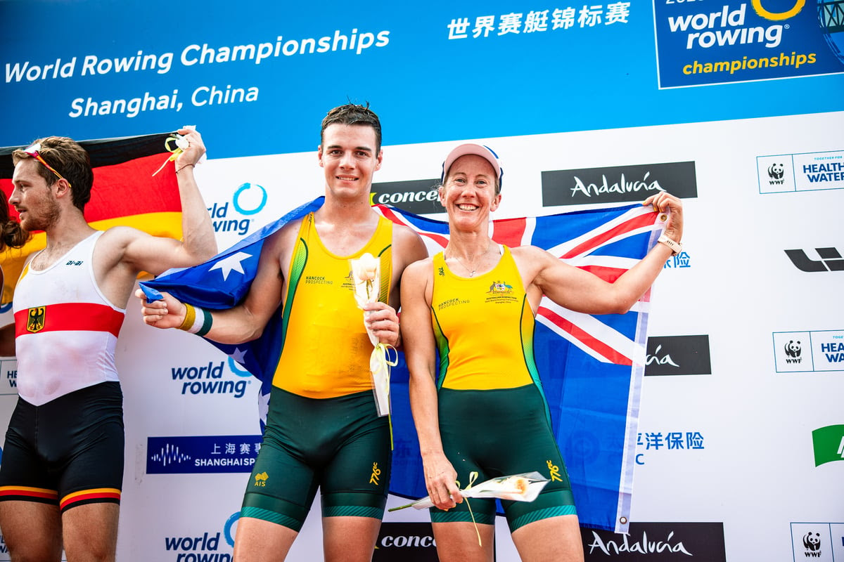 Australian PR3 Mixed Double Sculls win world title Bronze with stunning finish